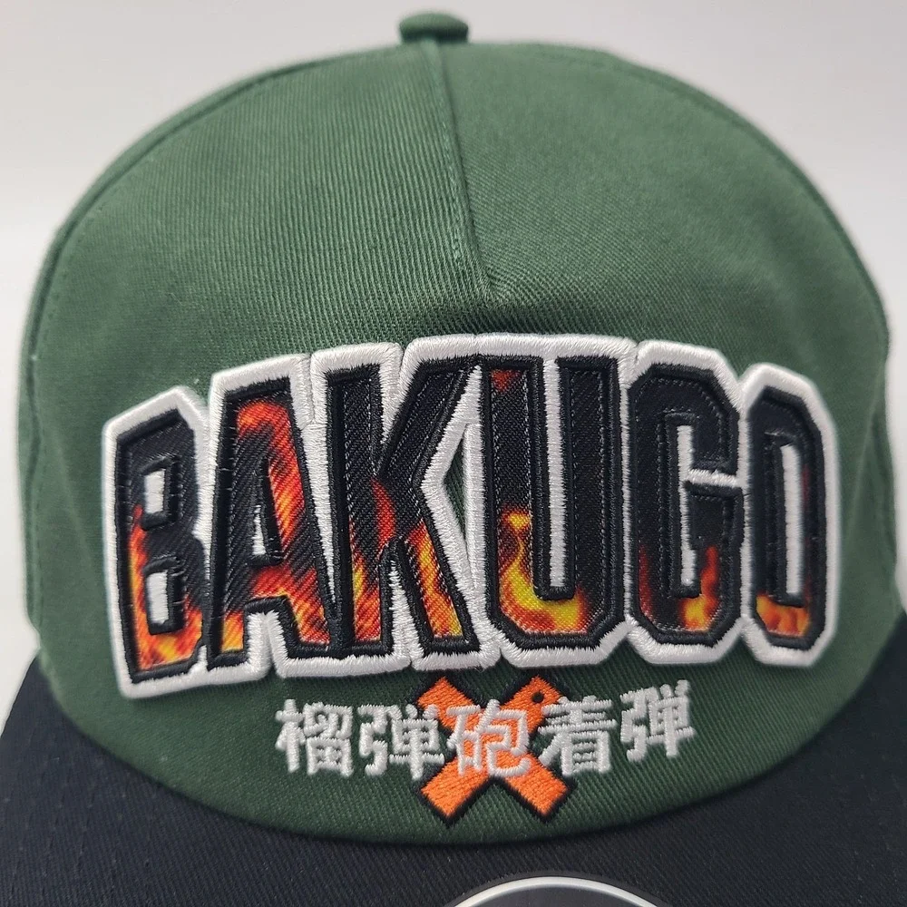 My Hero Academia Hat Snapback Green Black‎ BioWorld Katuski Bakugo Anime Kanji